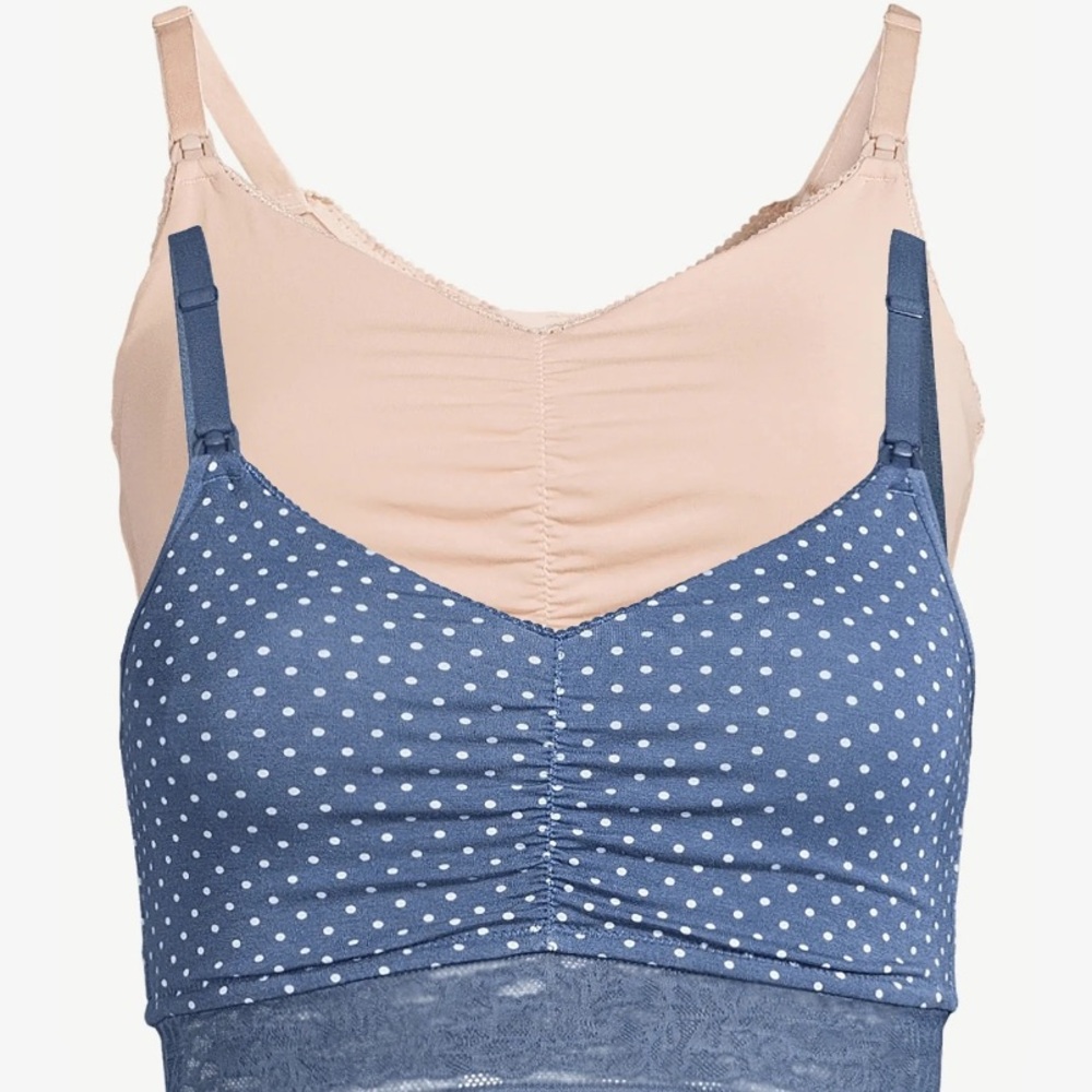 Joyspun Women's Maternity Lace Trim Bralette, 2-Pack,